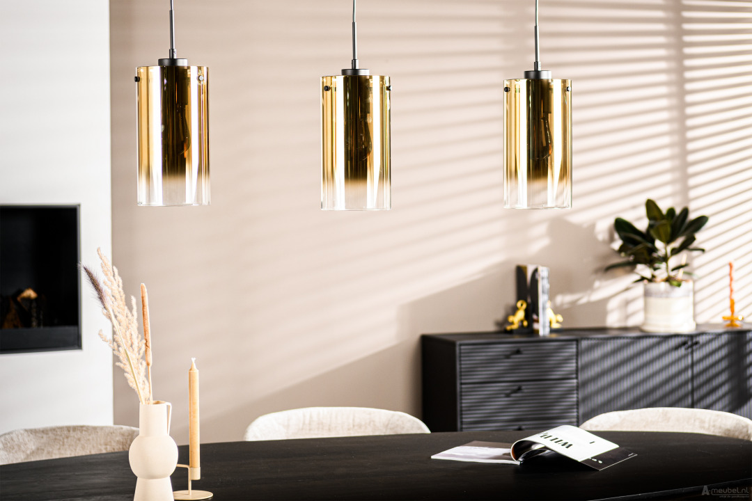 Hanglamp 3 lichts Goud 100cm – foto 3 – A-meubel