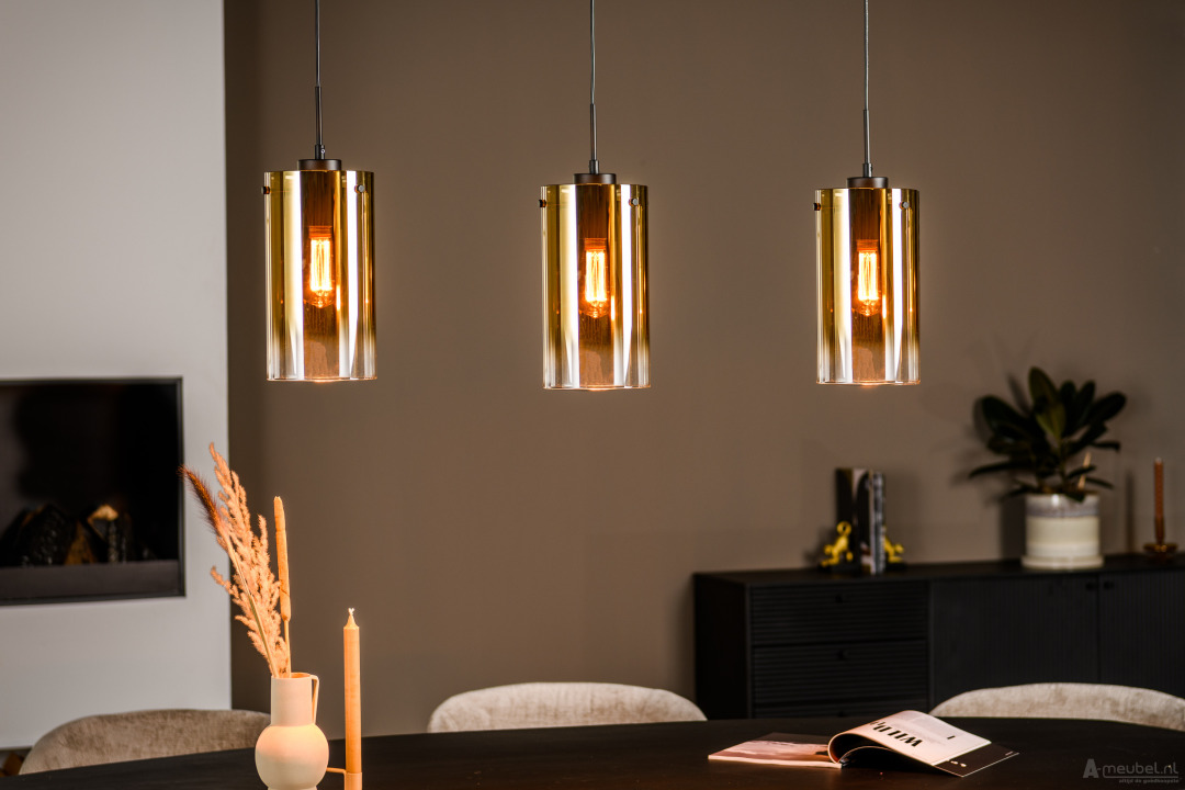 Hanglamp 3 lichts Goud 100cm – foto 4 – A-meubel