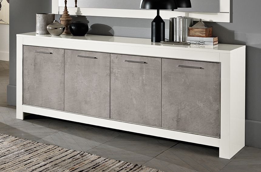 Marknesse Dressoir 4 Deurs Wit/Marmer 207cm – foto 2 – A-meubel