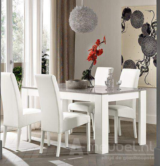 Marknesse Eettafel Wit/Marmer 160cm – foto 3 – A-meubel