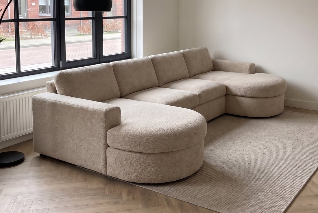 U-bank Aalsmeer Longchair Rond + 2 Zits + Longchair Rond in beige – foto 2 – A-meubel