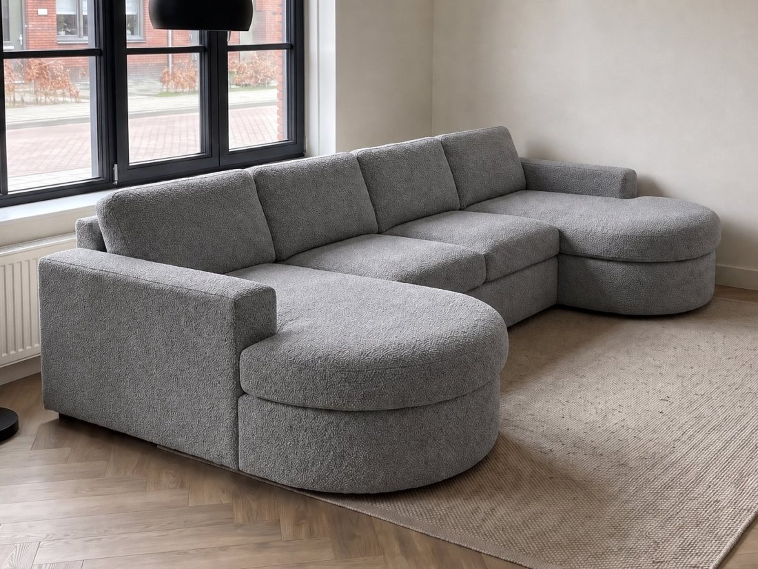 Aalsmeer Longchair Rond + 2 Zits + Longchair Rond in grijs – kleurimpressie – A-meubel