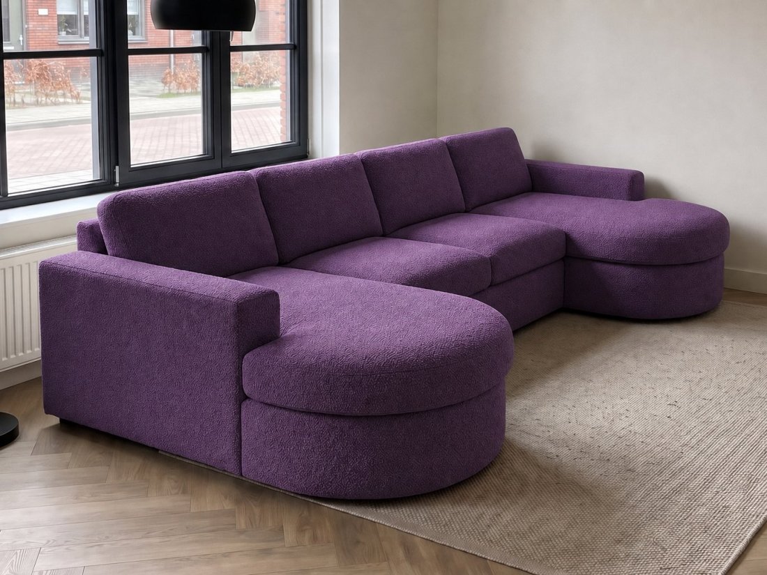 Aalsmeer Longchair Rond + 2 Zits + Longchair Rond in paars – kleurimpressie – A-meubel