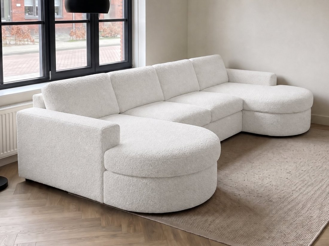 Aalsmeer Longchair Rond + 2 Zits + Longchair Rond in wit – kleurimpressie – A-meubel