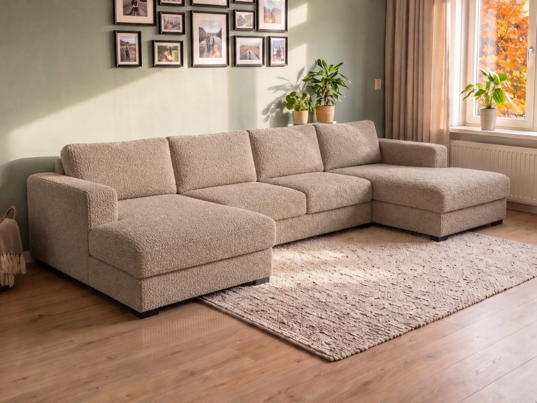 Almere Longchair + 2 zits + Longchair in taupe – kleurimpressie – A-meubel