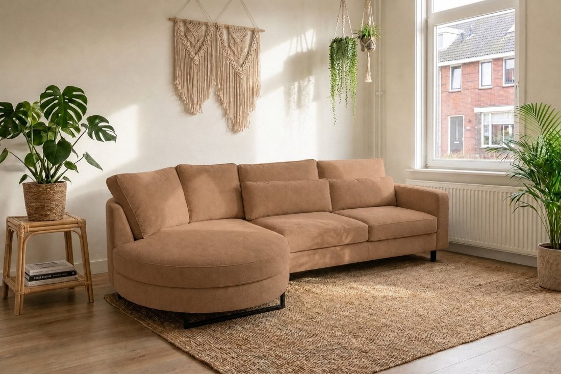 Amstelveen Longchair Rond + 2 Zits in bruin – kleurimpressie – A-meubel