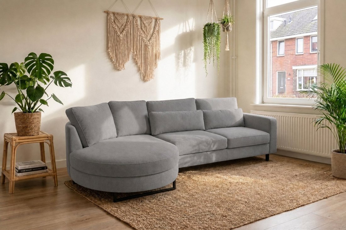 Amstelveen Longchair Rond + 2 Zits in grijs – kleurimpressie – A-meubel
