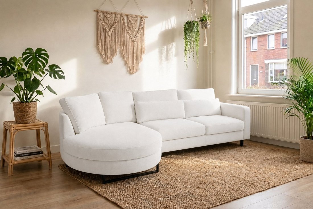 Amstelveen Longchair Rond + 2 Zits in wit – kleurimpressie – A-meubel