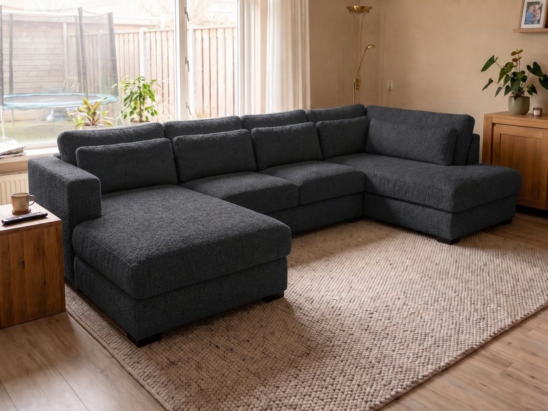 Arnhem Longchair + 2 zits + Longchair in antraciet – kleurimpressie – A-meubel
