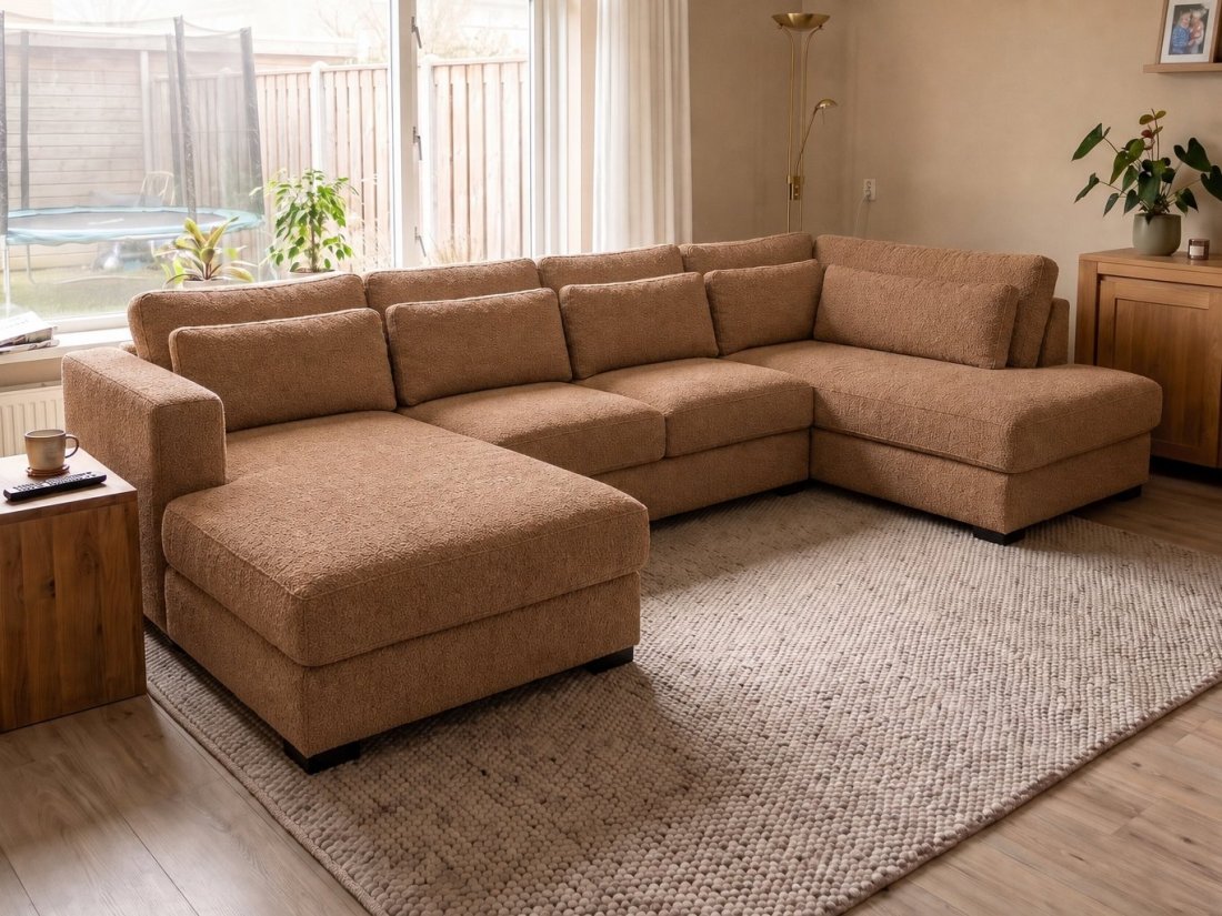 Arnhem Longchair + 2 zits + Longchair in bruin – kleurimpressie – A-meubel