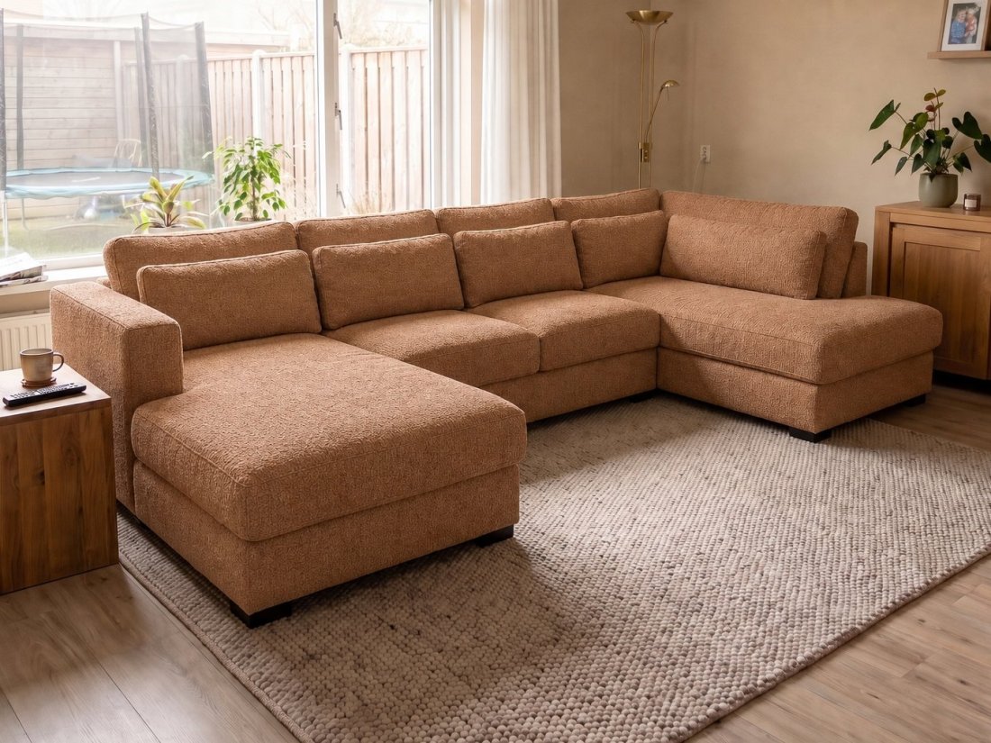Arnhem Longchair + 2 zits + Longchair in cognac – kleurimpressie – A-meubel