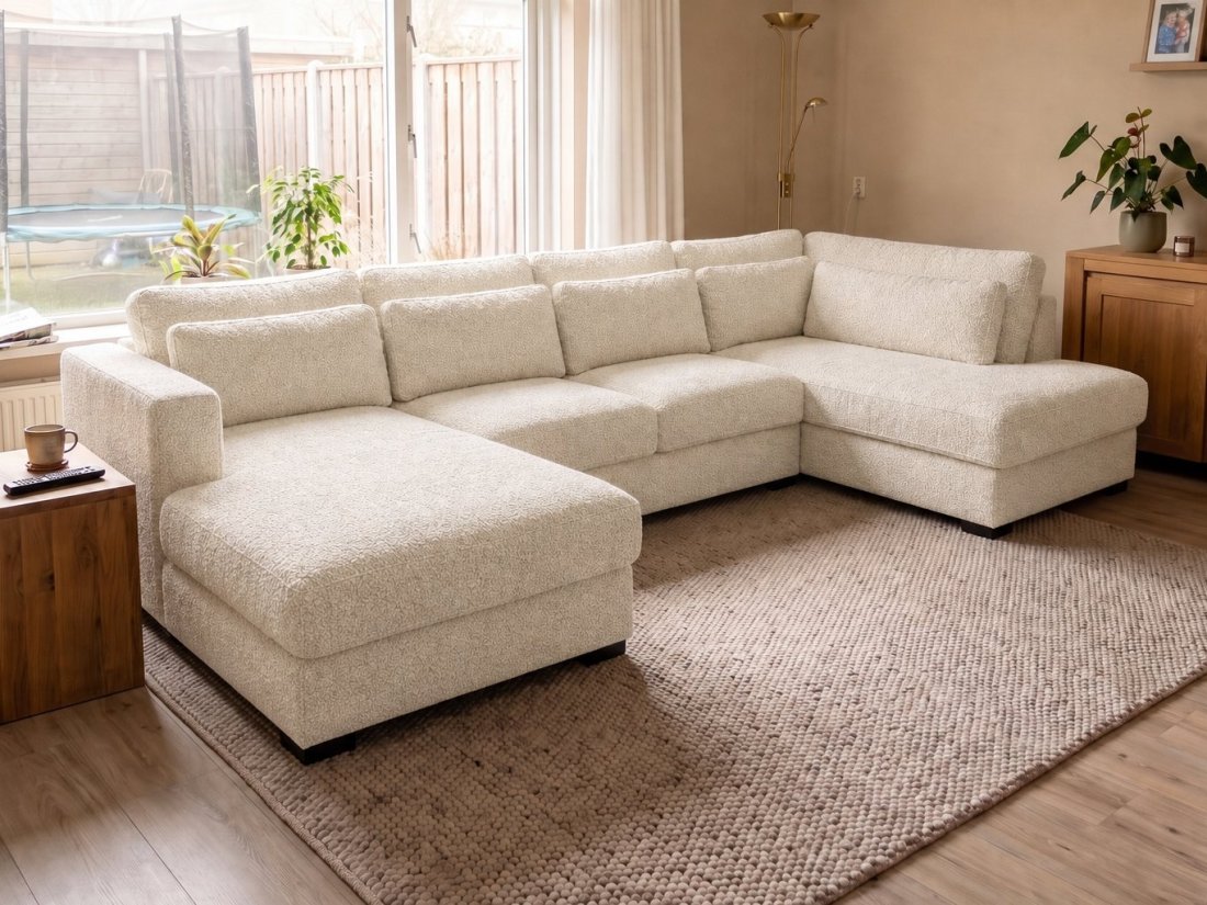 Arnhem Longchair + 2 zits + Longchair in creme – kleurimpressie – A-meubel