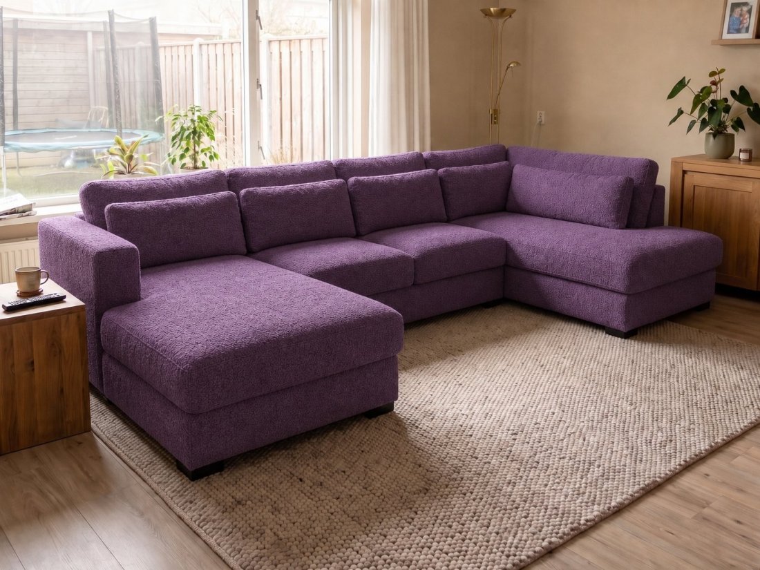 Arnhem Longchair + 2 zits + Longchair in paars – kleurimpressie – A-meubel
