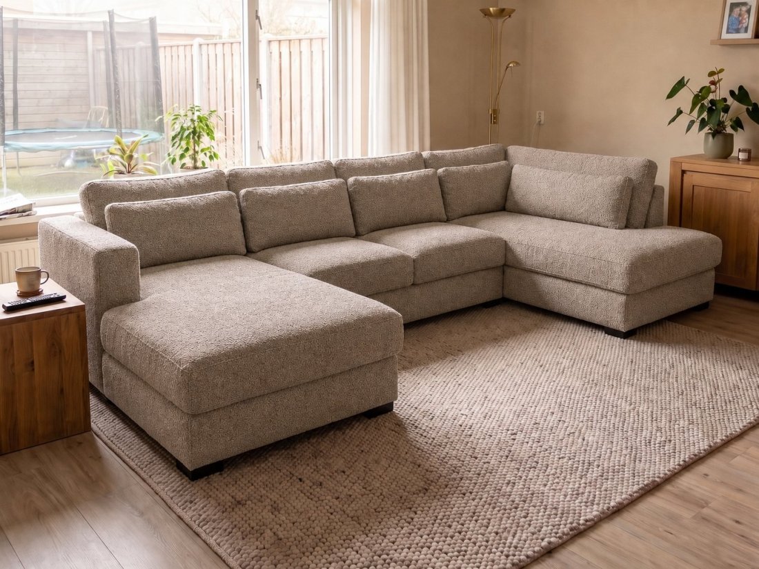 Arnhem Longchair + 2 zits + Longchair in taupe – kleurimpressie – A-meubel