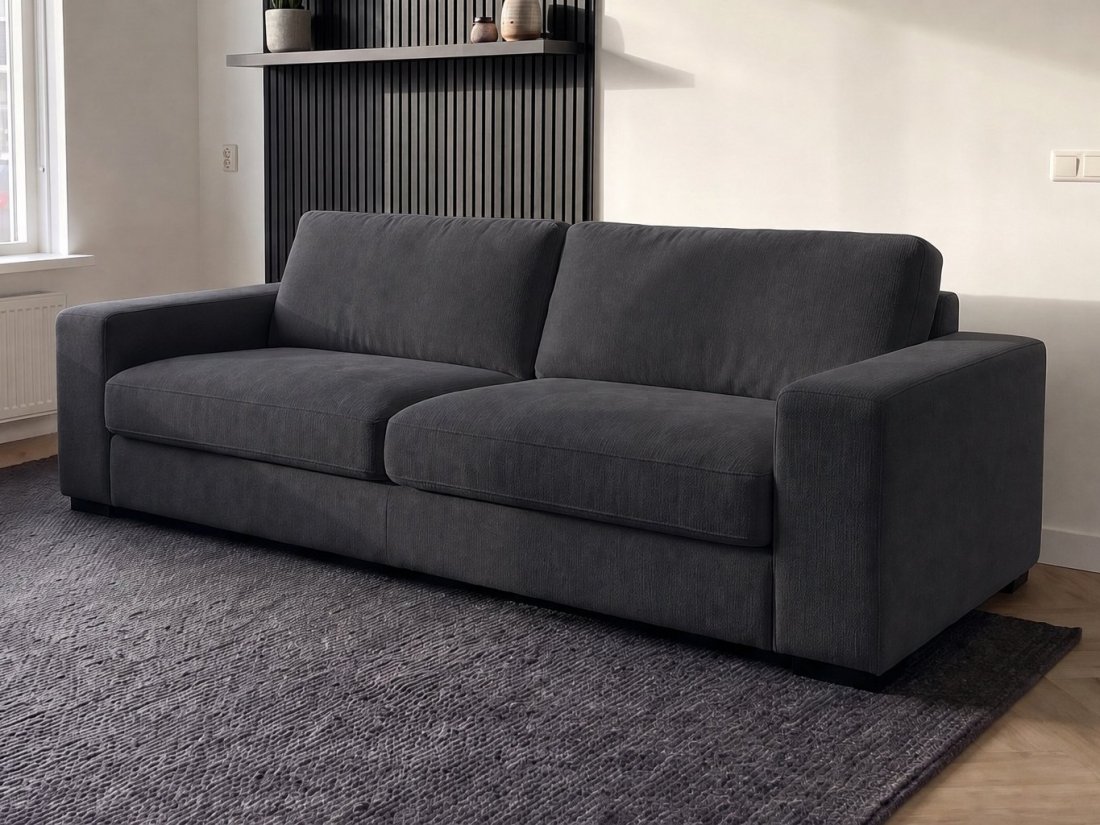 Berlicum 2.5 Zits Bank in antraciet – kleurimpressie – A-meubel