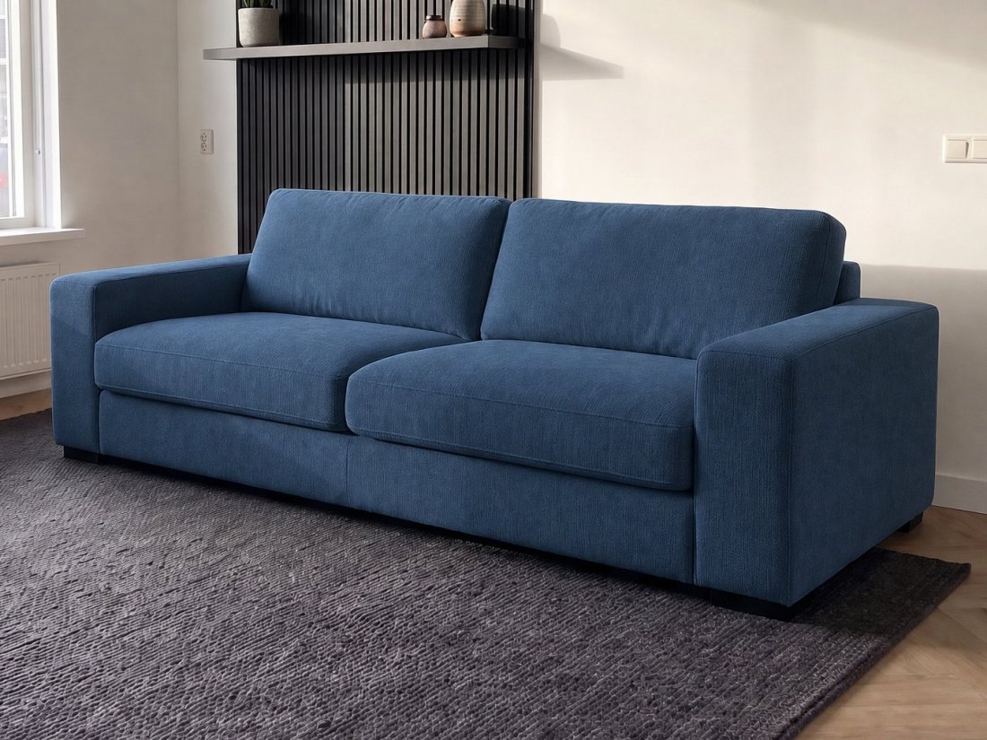 Berlicum 2.5 Zits Bank in blauw – kleurimpressie – A-meubel