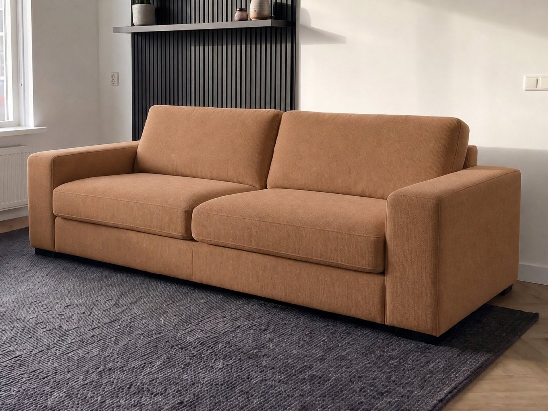 Berlicum 2.5 Zits Bank in cognac – kleurimpressie – A-meubel
