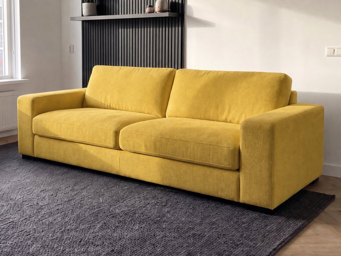 Berlicum 2.5 Zits Bank in geel – kleurimpressie – A-meubel