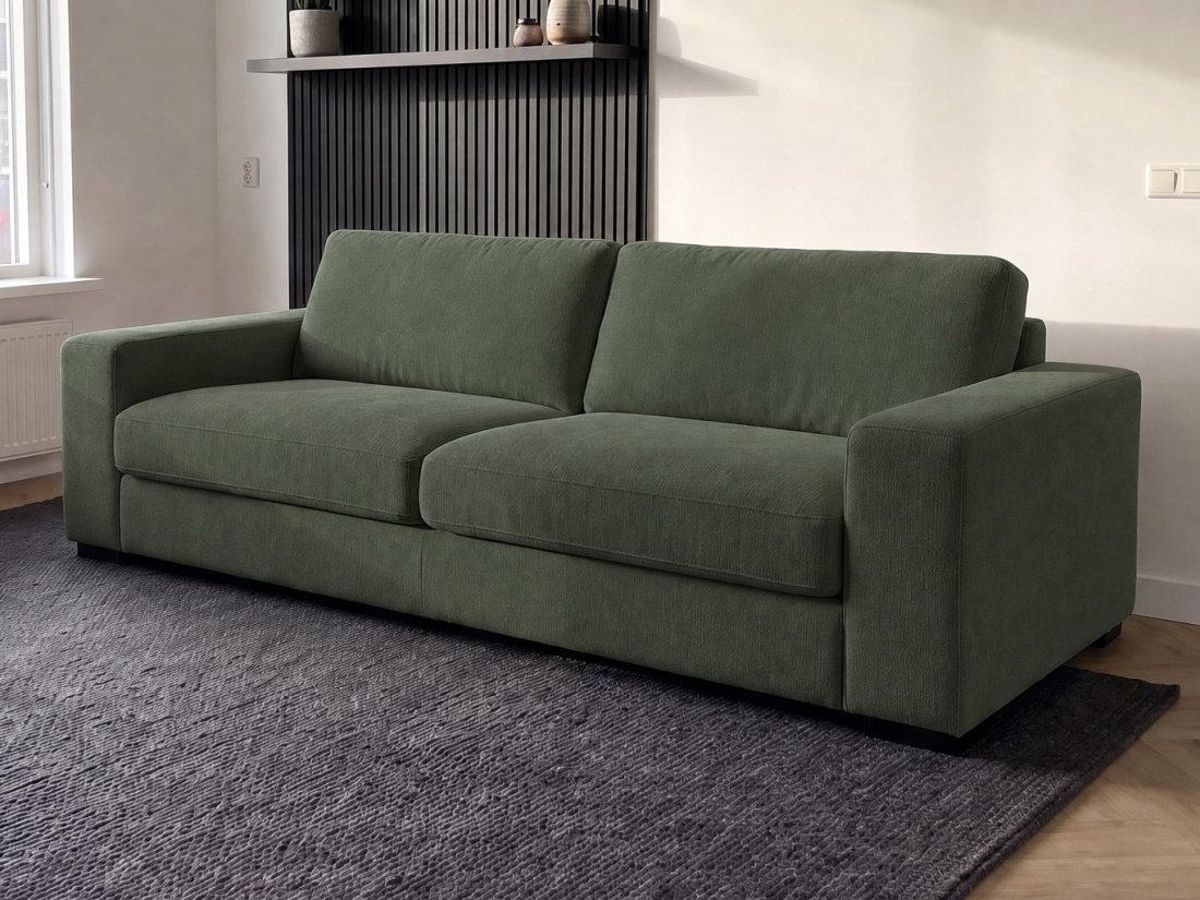Berlicum 2.5 Zits Bank in groen – kleurimpressie – A-meubel
