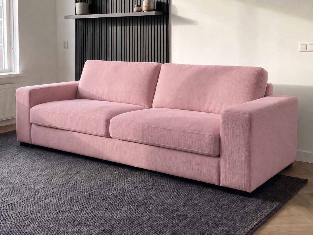 Berlicum 2.5 Zits Bank in roze – kleurimpressie – A-meubel