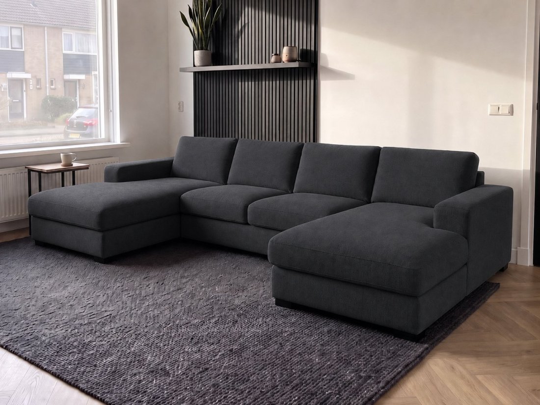 Berlicum Longchair + 2.5 + Longchair in antraciet – kleurimpressie – A-meubel