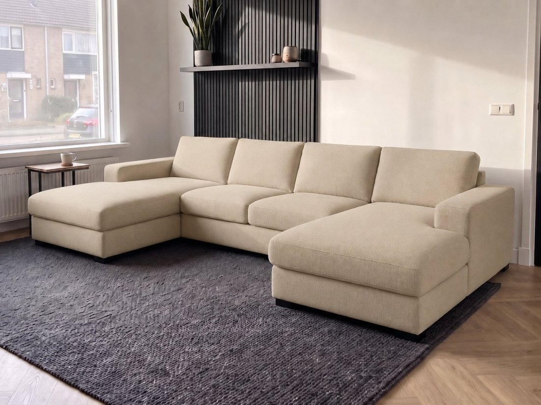 Berlicum Longchair + 2.5 + Longchair in beige – kleurimpressie – A-meubel