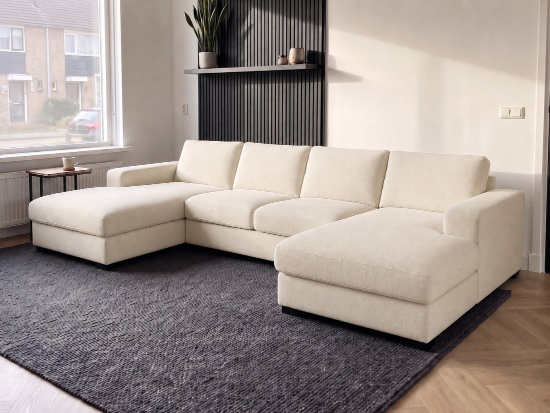 Berlicum Longchair + 2.5 + Longchair in creme – kleurimpressie – A-meubel