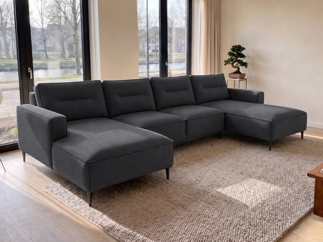 Capelle Longchair + 2 + Longchair in antraciet – kleurimpressie – A-meubel