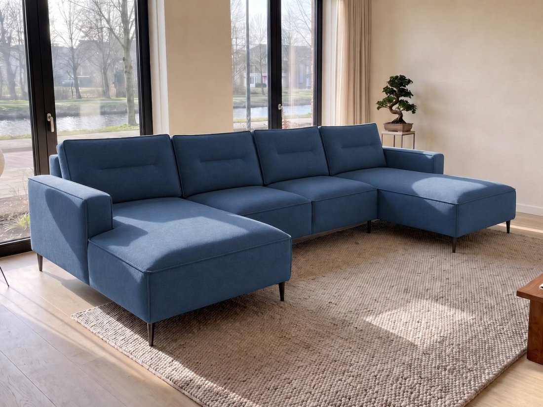 Capelle Longchair + 2 + Longchair in blauw – kleurimpressie – A-meubel