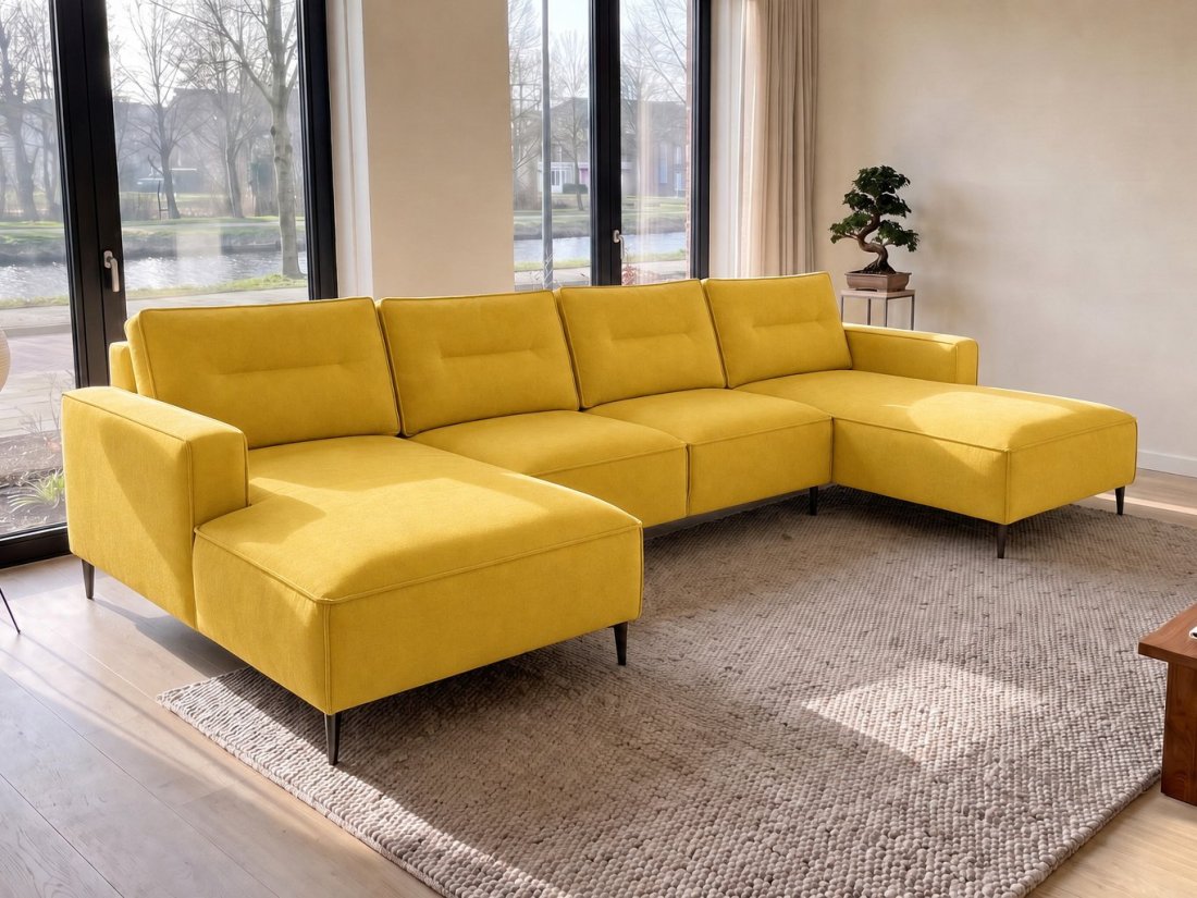 Capelle Longchair + 2 + Longchair in geel – kleurimpressie – A-meubel