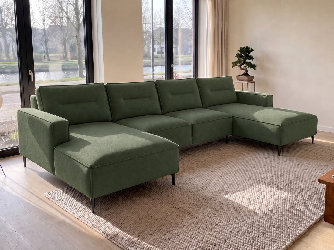 Capelle Longchair + 2 + Longchair in groen – kleurimpressie – A-meubel