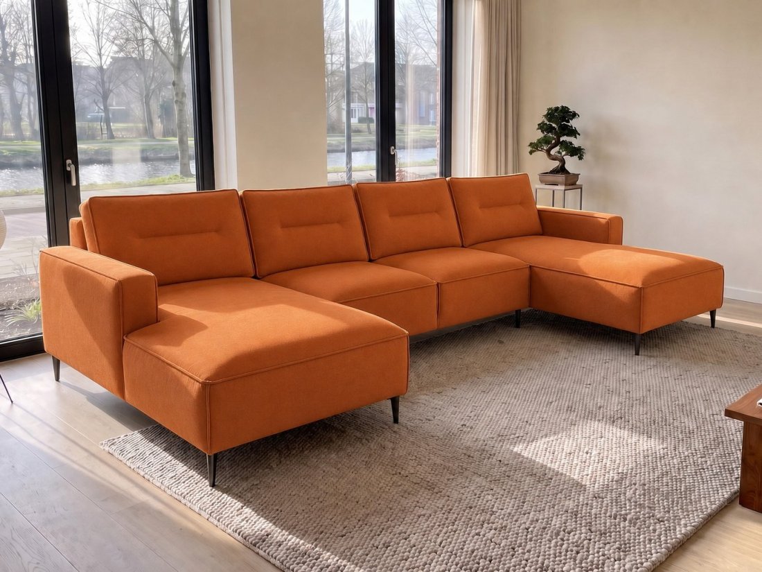 Capelle Longchair + 2 + Longchair in oranje – kleurimpressie – A-meubel