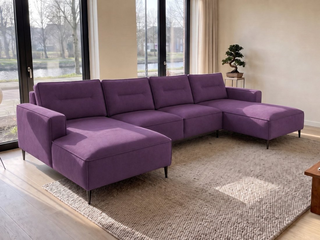 Capelle Longchair + 2 + Longchair in paars – kleurimpressie – A-meubel