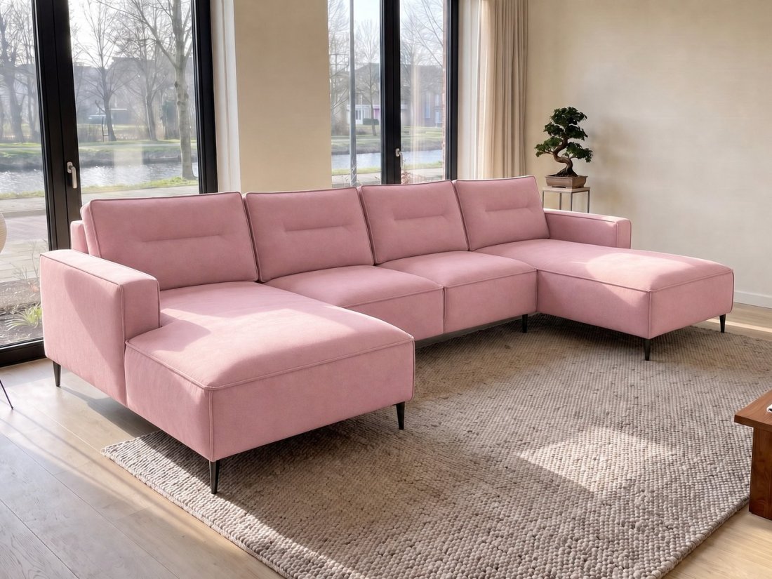 Capelle Longchair + 2 + Longchair in roze – kleurimpressie – A-meubel