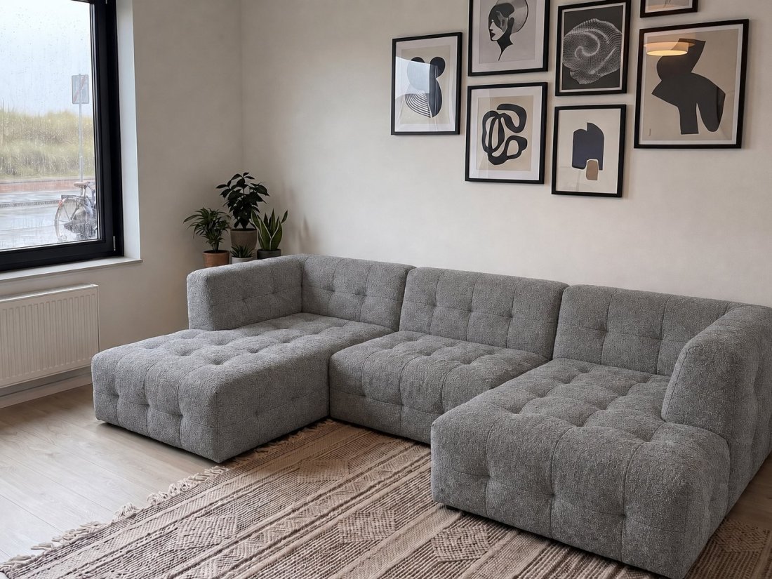 Castricum Longchair + 2 Zits + Longchair in grijs – kleurimpressie – A-meubel