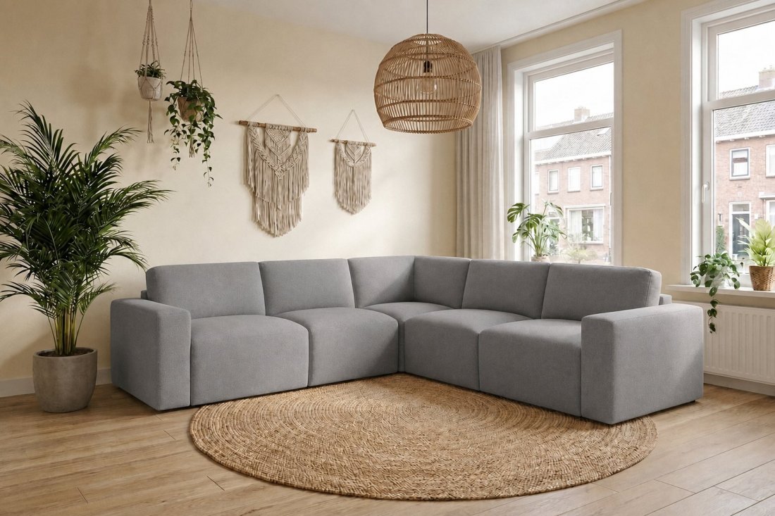 Delft 2 Zits + Hoek + 2 Zits in grijs – kleurimpressie – A-meubel