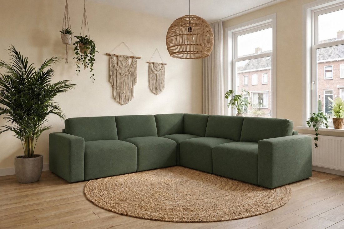 Delft 2 Zits + Hoek + 2 Zits in groen – kleurimpressie – A-meubel