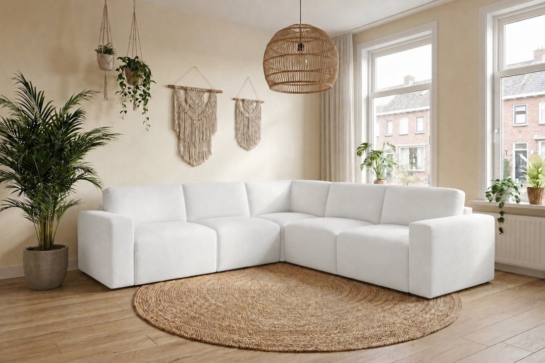 Delft 2 Zits + Hoek + 2 Zits in wit – kleurimpressie – A-meubel