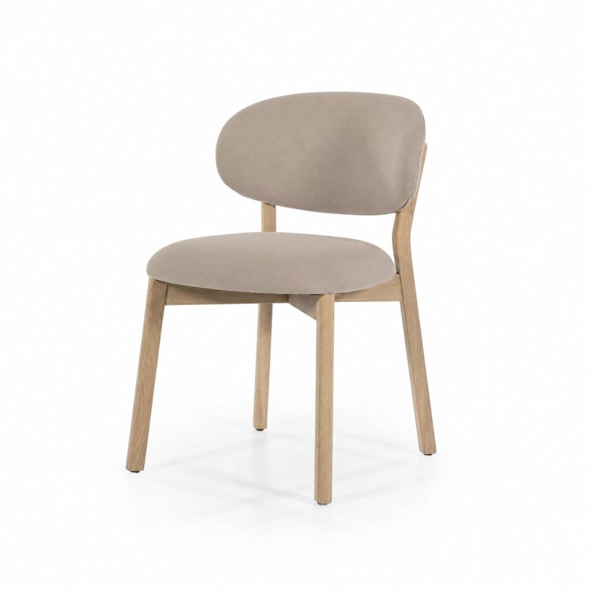 Eetkamerstoel Mikky Naturel hout - Taupe Moon - 96175 in taupe – kleurimpressie – A-meubel