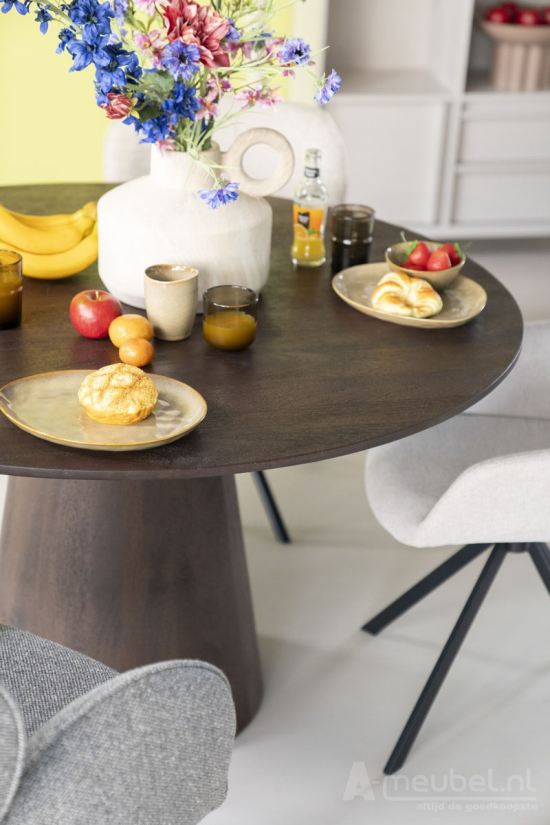 Eettafel Aron Rond - 130cm - Bruin - 95656 – foto 5 – A-meubel
