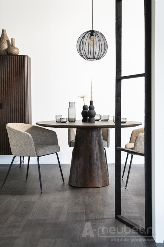 Eettafel Aron Rond - 130cm - Bruin - 95656 – foto 3 – A-meubel