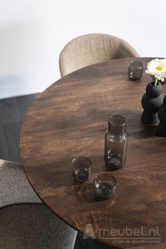 Eettafel Aron Rond - 130cm - Bruin - 95656 – foto 6 – A-meubel
