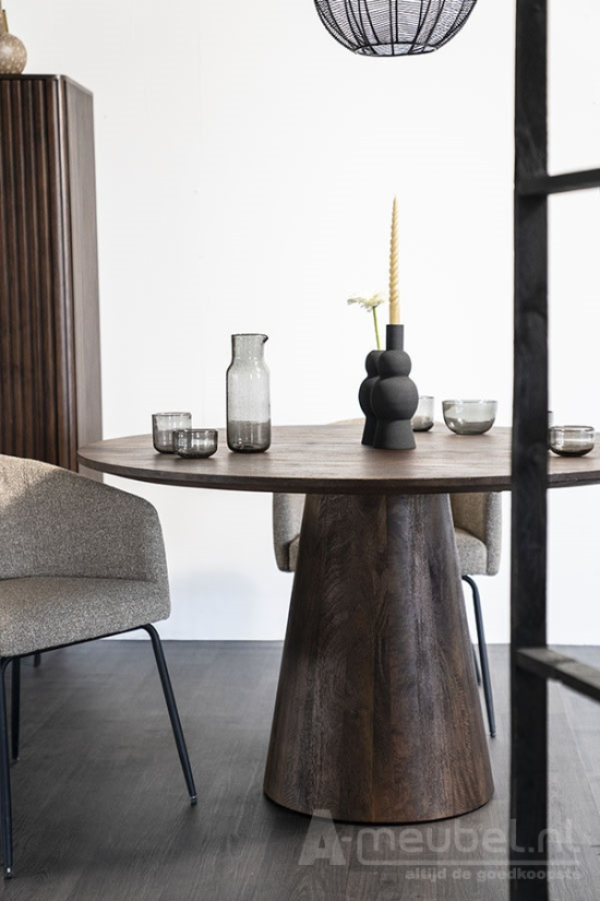 Eettafel Aron Rond - 130cm - Bruin - 95656 – foto 2 – A-meubel
