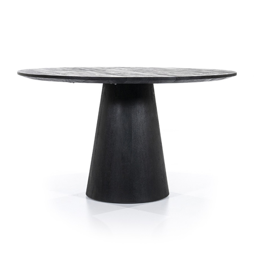 Eettafel Aron Rond - 130cm - Zwart - 95657 – A-meubel