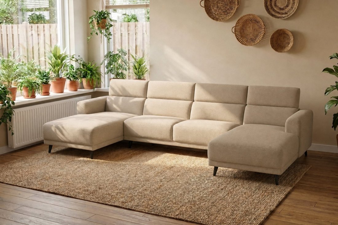Enschede Longchair + 2.5 Zits + Longchair in beige – kleurimpressie – A-meubel
