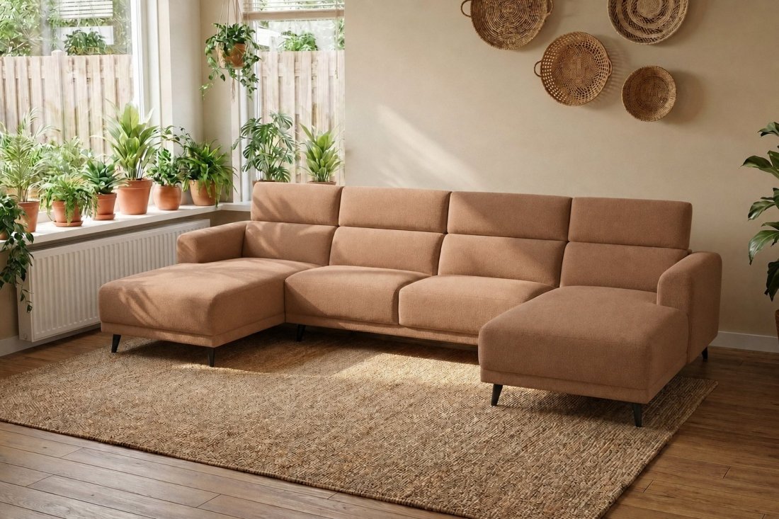 Enschede Longchair + 2.5 Zits + Longchair in bruin – kleurimpressie – A-meubel