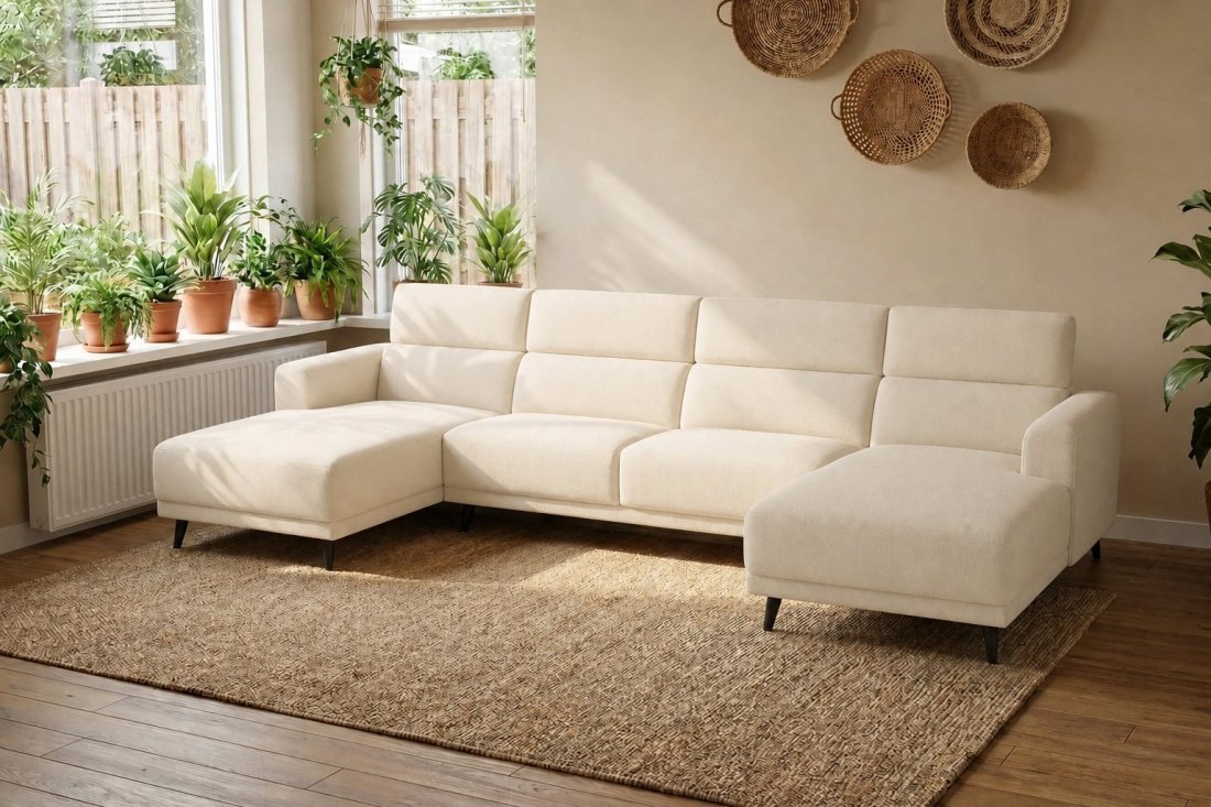Enschede Longchair + 2.5 Zits + Longchair in creme – kleurimpressie – A-meubel