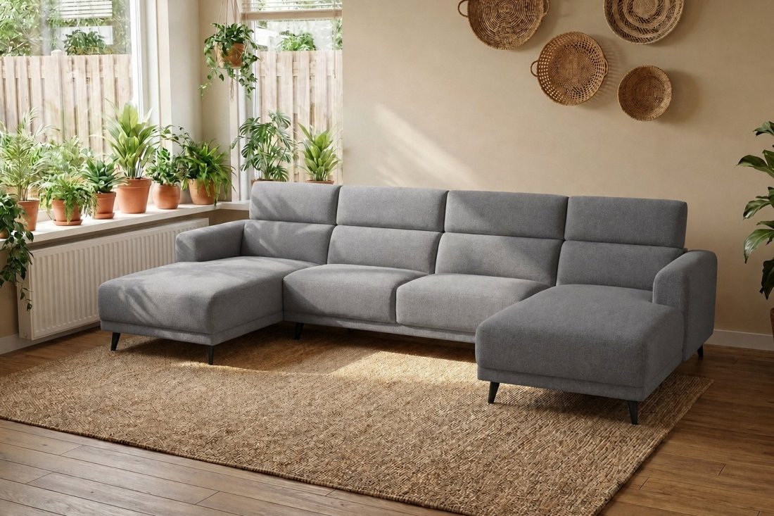 Enschede Longchair + 2.5 Zits + Longchair in grijs – kleurimpressie – A-meubel