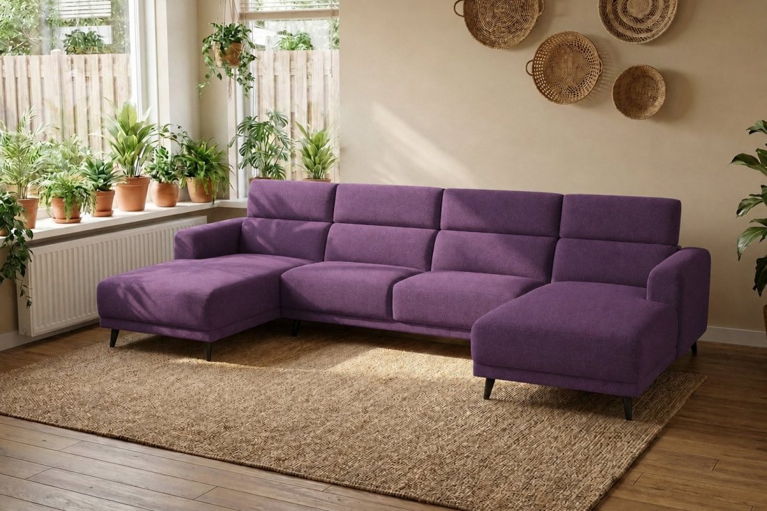 Enschede Longchair + 2.5 Zits + Longchair in paars – kleurimpressie – A-meubel