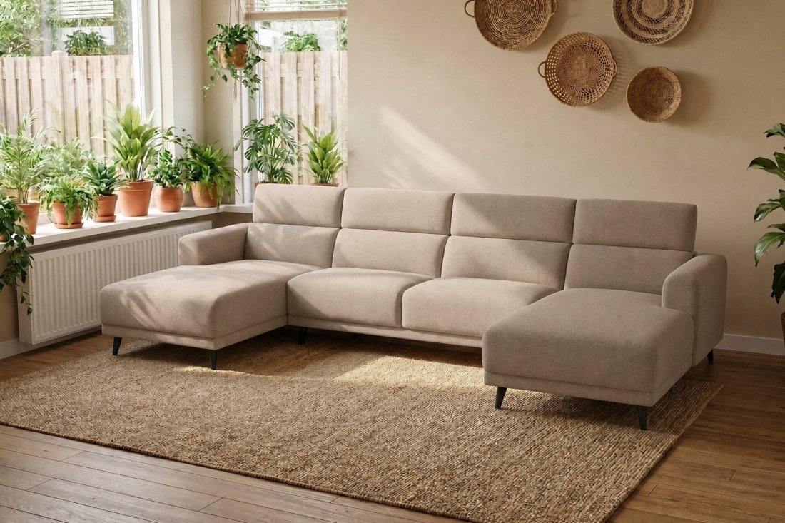 Enschede Longchair + 2.5 Zits + Longchair in taupe – kleurimpressie – A-meubel
